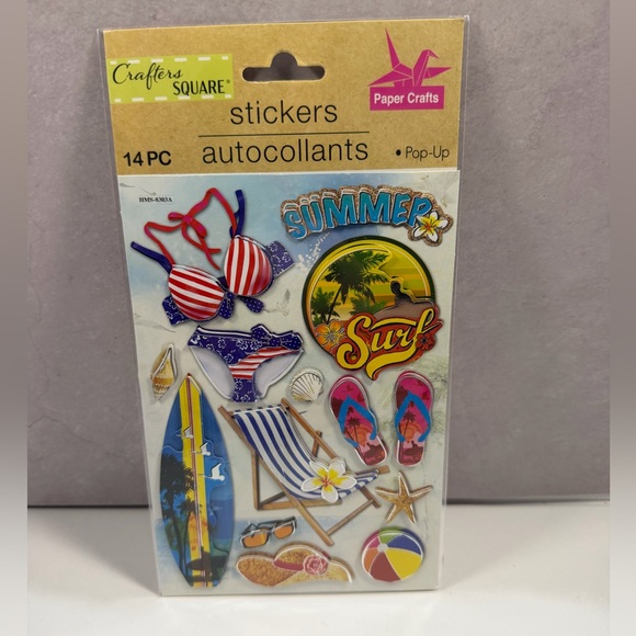 Crafters Square Other - 🩷5/$10 Crafters Square Summer Surf Pop-Up Stickers - Beach Colors